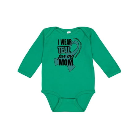 

Inktastic I Wear Teal For My Mom Ovarian Cancer Awareness Gift Baby Boy or Baby Girl Long Sleeve Bodysuit