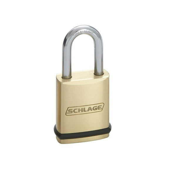 Schlage 997412 Shackle Commercial Brass Padlock, 1-1/2" x 5/16"