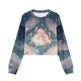 thumbnail image 6 of Xoenoiee Axolotl Gift Sock Cloud Star Print Girls Crop Tops Christmas Casual Long Sleeve Sweatshirt Crew Neck Cute Pullover Relaxed Fit Tops, 5-6 Years, 6 of 7