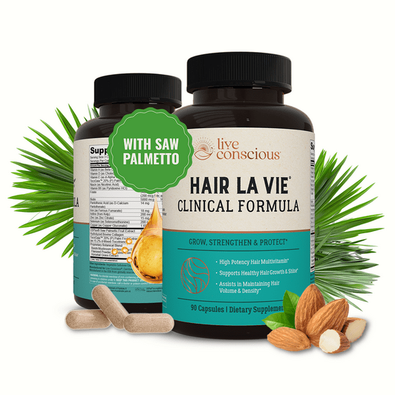 Live Conscious Hair La Vie Clinical Formula Hair Vitamins for Hair Regrowth, 90 Caps (Pack of 1)