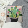 thumbnail image 2 of Nawypu  Square Throw Pillow Covers Green Plant Pot Cartoon Cactus Cacti Red Flowers Home Decorative Cushion Case Succulent Accent Pillow Protector, 2 of 5