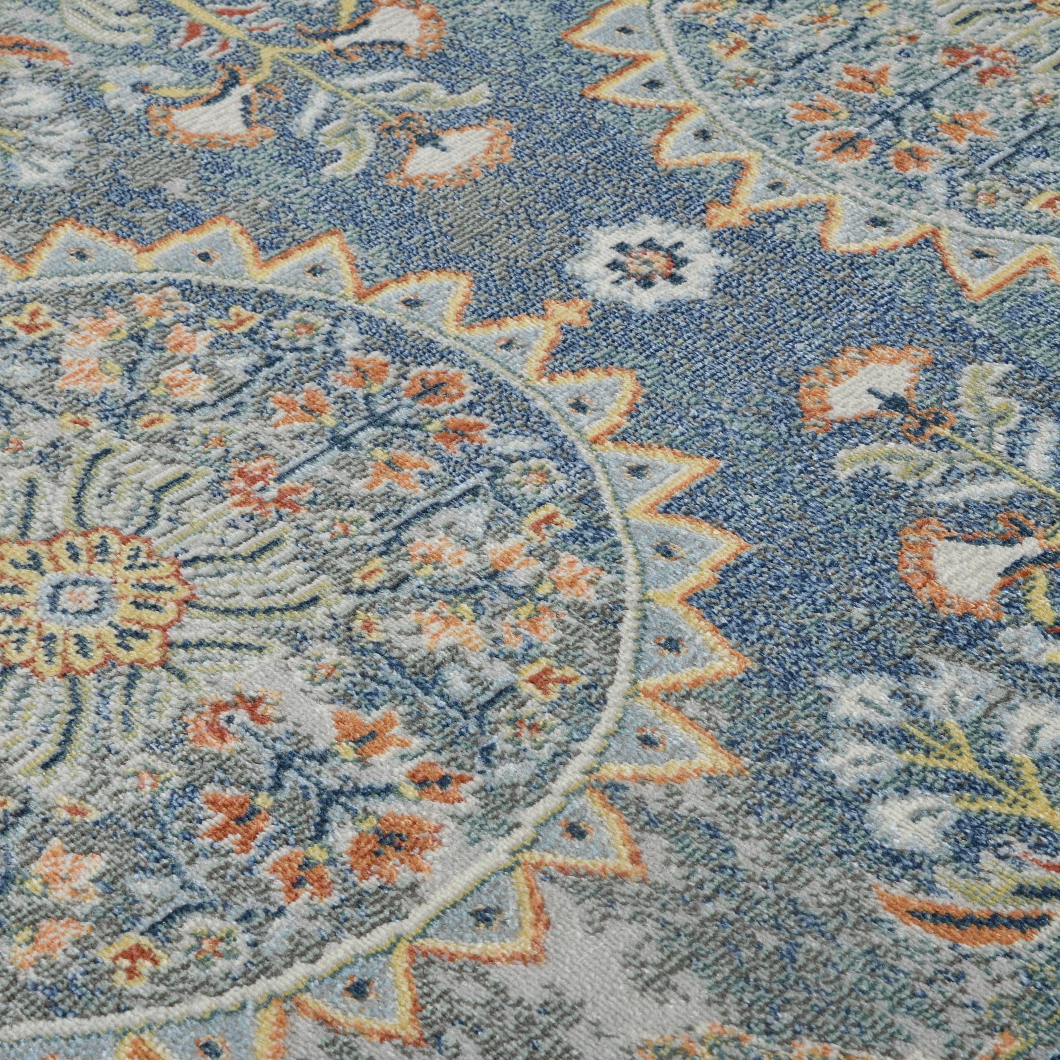 Luxee Designs Bohemian Style Bordered Indoor/Outdoor Area Rug 5x7 for High Traffic Area - Blue
