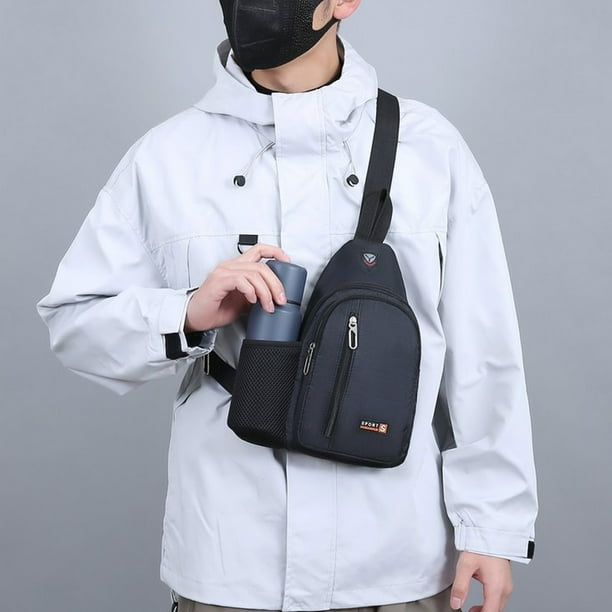 Sling Bag Crossbody Chest Shoulder Backpack | Water Resistant Cloth | Earphone Hole | Adjustable Strap | Lightweight 180g | 30x17x5cm | Multipurpose for Travel Hiking Cycling | Black Blue Brown