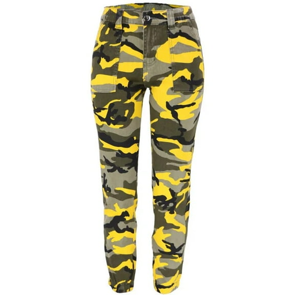 HLSOHJP Autumn New 7 Colors High Waist Women Camouflage Jeans Street Casual High Stretch Ankle-Length Denim Cargo Pants S-3XL