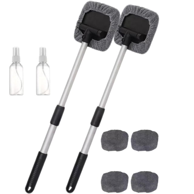 Feltree Cleaner Tool Magnetic Car Window Cleaner Expandable Car Window Cleaner with Reusable Microfiber Pads and Spray Bottles