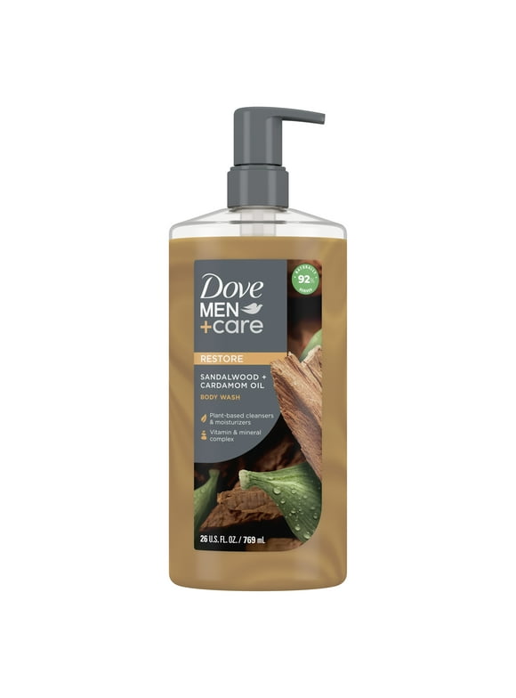 Dove Men+Care Plant-Based Body Wash Sandalwood + Cardamom Oil, 26 oz