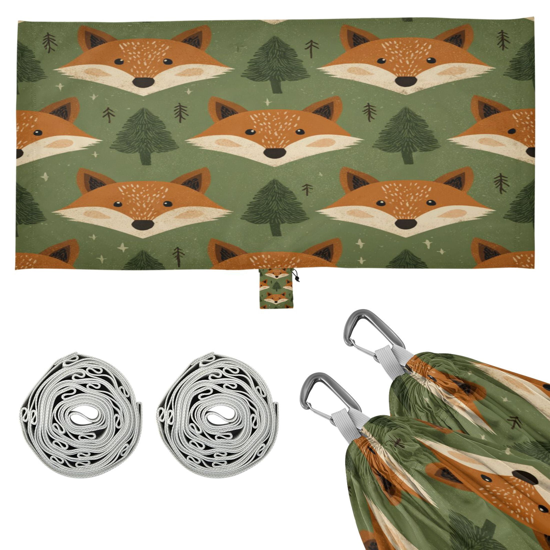Hammock Camping Hammock Nylon Portable Hammock Travel Camping Hammock Cute Foxes Orange Forest