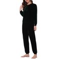 thumbnail image 4 of INSPIRE CHIC Women's Velvet Pajamas Set Long Sleeve Top and Pants Soft Warm Sleepwear XS Green, 4 of 5