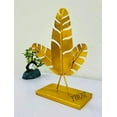 thumbnail image 3 of THOR INSTRUMENTS Modern Sculpture Decorative Figurine Golden Leaf Made of Metal and on Base Metal Leaf for Home Table Top Living Room Hall Bedroom Shelf Decoration Gift, 3 of 3