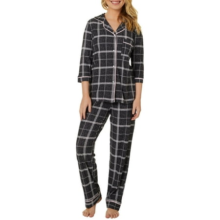 Jaclyn Intimates Womens Striped Collar Pajama Pants Set