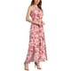 thumbnail image 4 of MONO BOHO SIN MANGAS INSPIRADOR PARA MUJERES CON CUELLO HALTER, CINTURÓN, ABERTURA LATERAL, PANTALONES LARGOS DE PIERNA ANCHA EN ROJO, 4 of 6