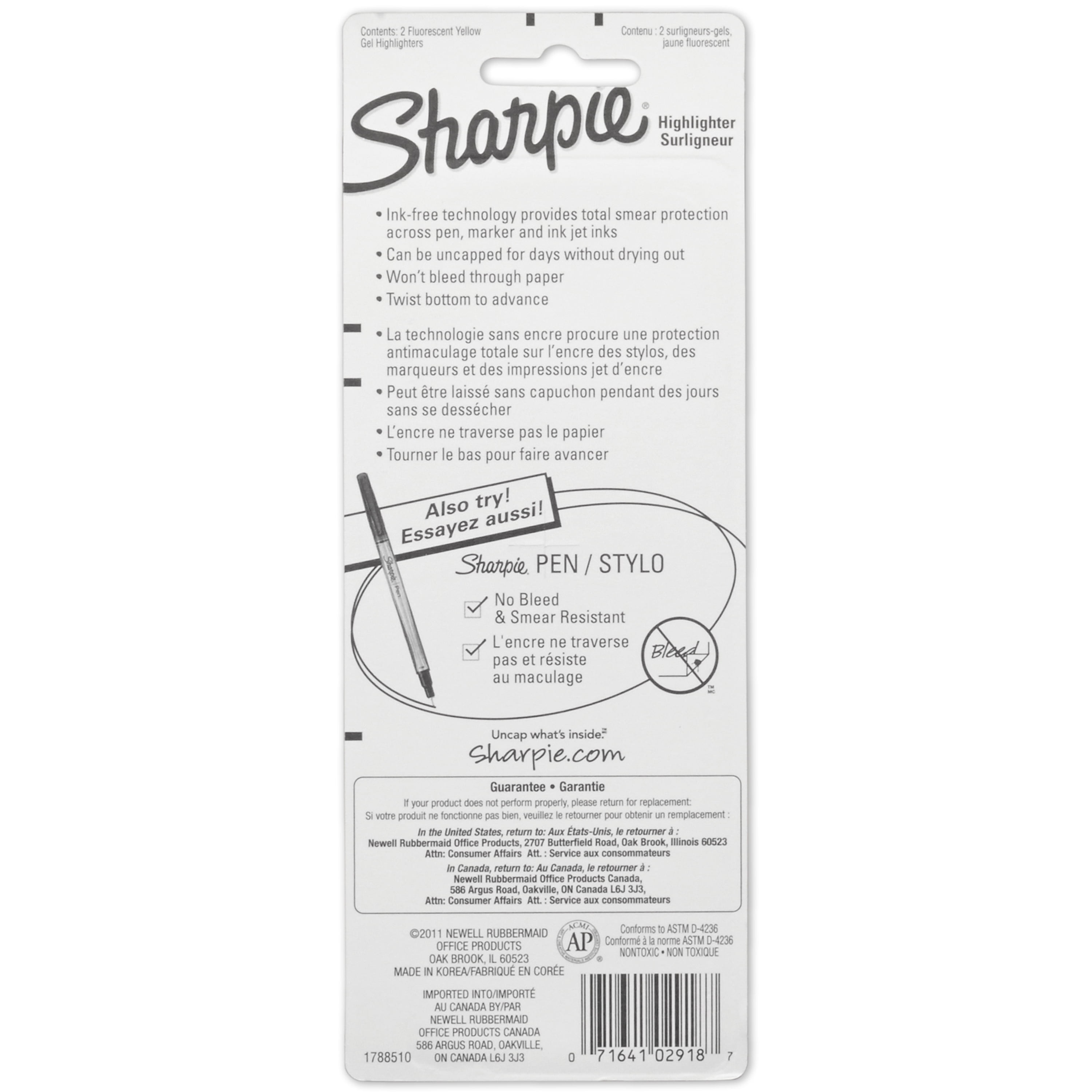  SHARPIE Accent Gel Highlightes, Fluorescent Yellow, 3  Highlighters (1780474) : Everything Else