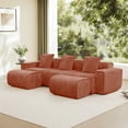 thumbnail image 4 of Newest Modern U-Shape Velvet Sectional Sofa with 2 Ottomans & Throw Pillows for Living Room & Lounge, Red, 4 of 18