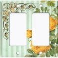 thumbnail image 6 of Metal Light Switch Plate Outlet Cover Yellow Flower Teal Stripe Damask FLW064, 6 of 13