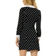 thumbnail image 3 of Allegra K Women's Contrast Cuff Polka Dots a Line Long Sleeve Dress, 3 of 5
