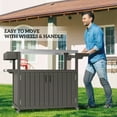 thumbnail image 6 of Outsunny Outdoor Bar Cart with Storage, Stainless Steel Top, HDPE Outdoor Kitchen Cart on Wheels, Outdoor Bar Table Beverage Food Prep Station, Gray, 6 of 9
