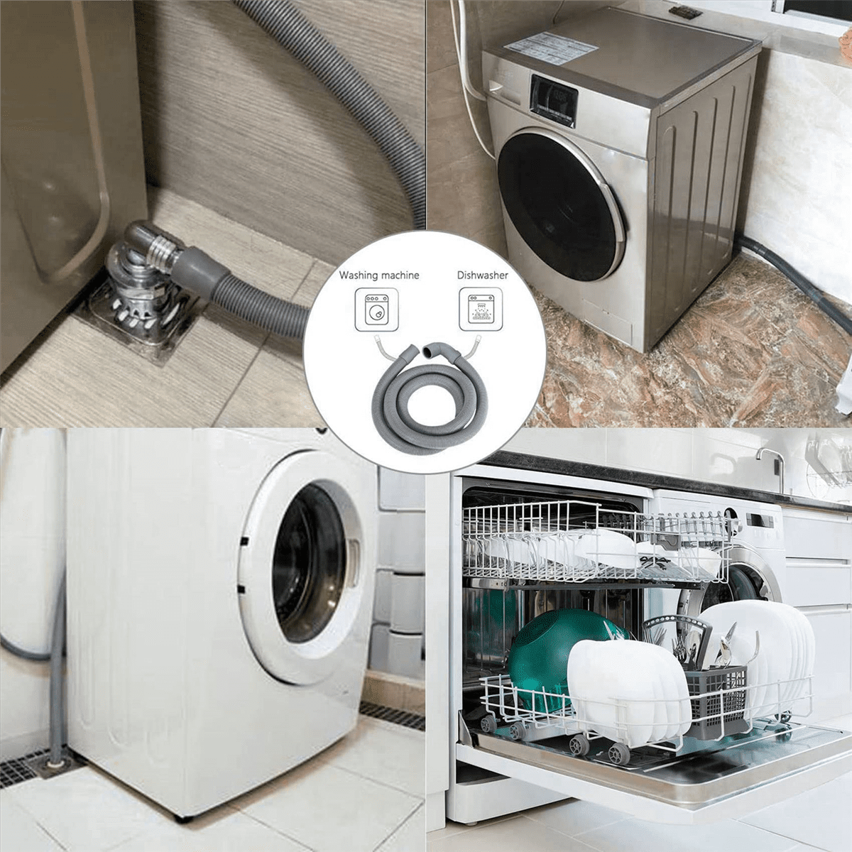 3X Washing Machine Hose Drain Hose Washing Machine 2.5M Drain Hose Extension for Washing Machines Dishwashers Dryers