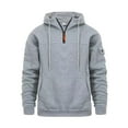 thumbnail image 2 of Mohiass Quarter Zip Hoodies for Men Fall Joggers Stretch Lightweight Sweatshirts Athletic Oversized Big and Tall Basic Pullover Tops Light Gray M, 2 of 5