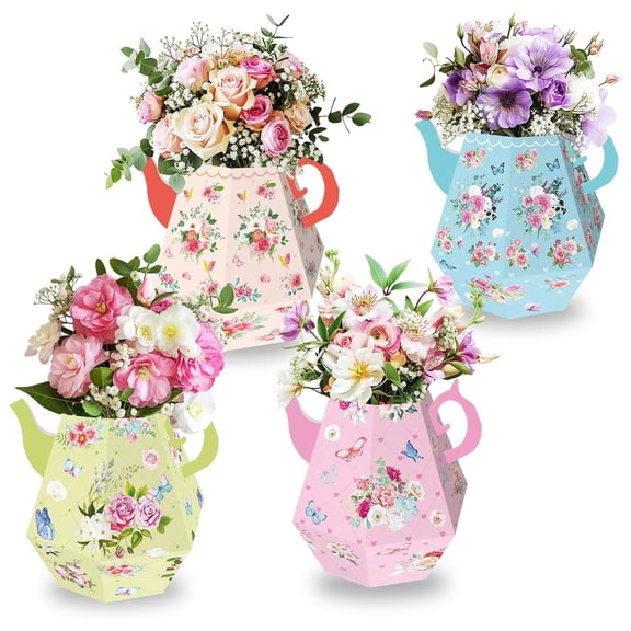 8 Pcs 3D Teapot Centerpieces Tea Party Table Decor