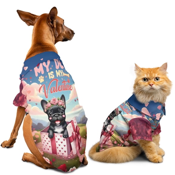 My Dog Is My Valentine Cute French Bulldog in Gift Box Hawaiian Summer Shirt for Small Medium Large Dog Cat Dog Lover Gifts - 03006