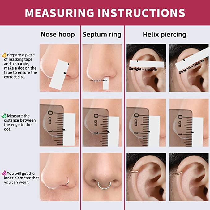 Nose Ring for Women 18g Nose Ring Hoop 20g Nose Rings 316L Surgical Steel Nose Ring Nose Hoop Ring in 6mm 7mm 8mm 9mm 10mm Cartilage Earring Nose Piercing Hoop Nose Rings for Women Men 18