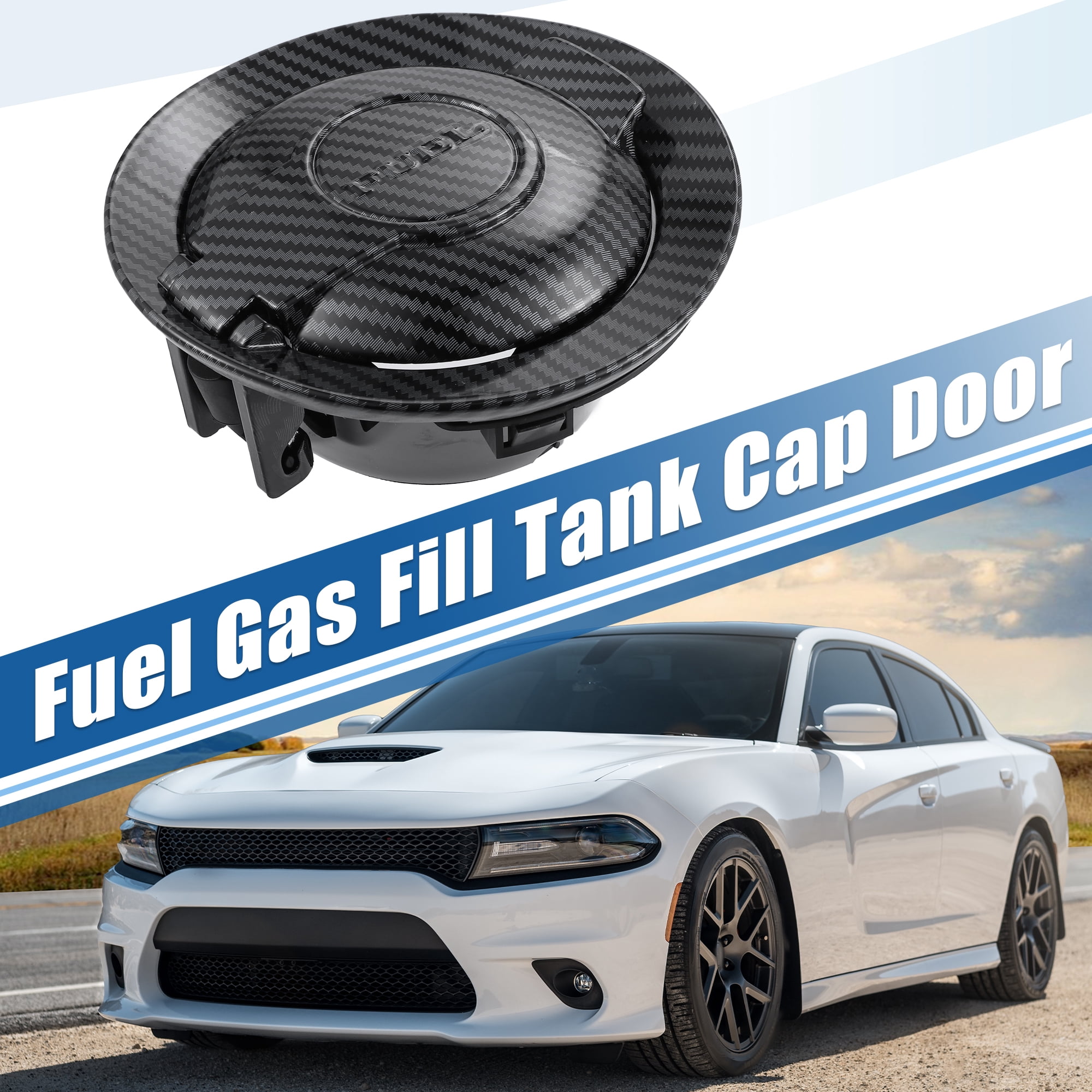 Unique Bargains Car Fuel Tank Filler Cover Door Gas Tank Cap 68250120AA for Dodge Challenger 2008-2019 Black