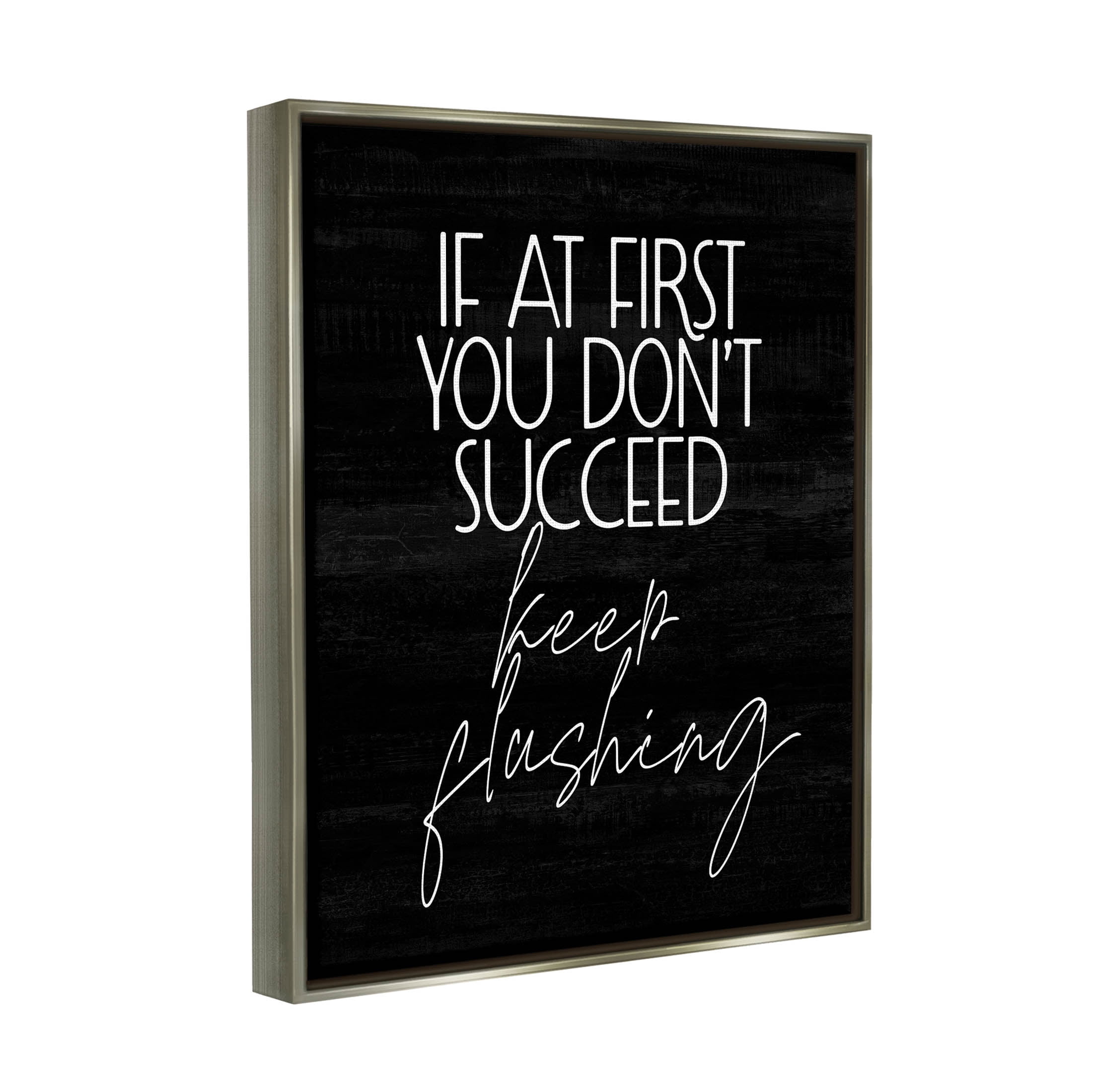 Stupell Industries Keep Flushing Funny Bathroom Graphic Art Luster Gray Floating Framed Canvas Print Wall Art, Design by Lil' Rue