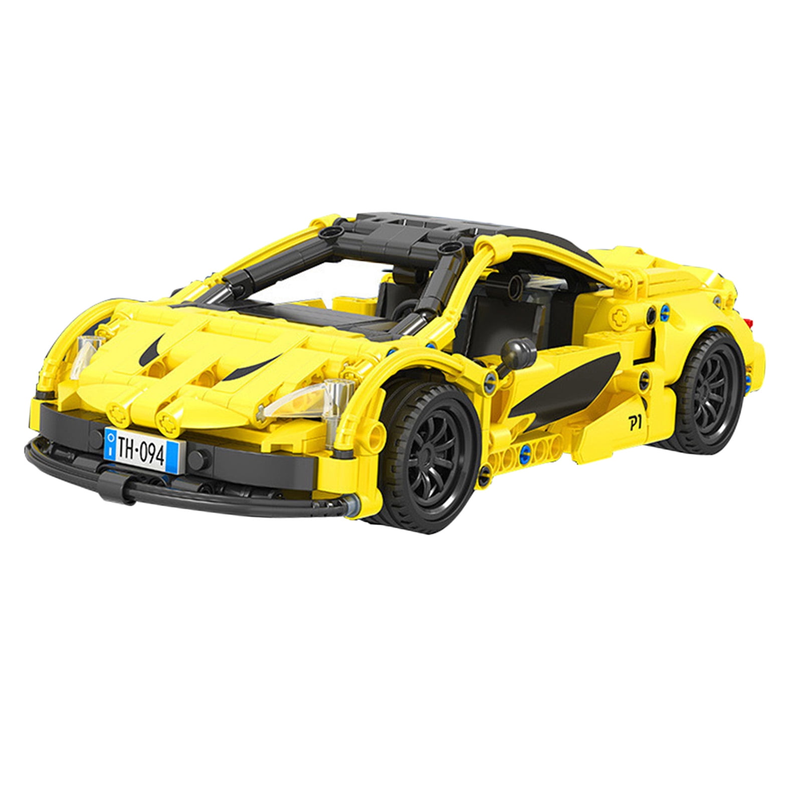 HILABEE Sports Car Model Building Blocks Toy 3D Assembling Building Block Toys Pull Back yellow