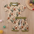 thumbnail image 2 of Bysome Boys Casual Outfit Set Two Pieces Summer Casual Children Set Toddler Holiday Short Sleeve Shirts Overall Shorts Green 2-3 Years, 2 of 7