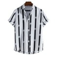 thumbnail image 2 of Chemise Rayée Homme Chemise Rayée à Manches Courtes Décontractée à Revers Cardigan Grande Taille, 2 of 5