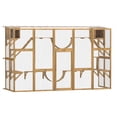 thumbnail image 2 of PawHut Catio Playground Outdoor Cat Enclosure, Wooden Outdoor Cat House Weatherproof for Multiple Cats, Shelves & Bridges, Yellow, 2 of 9