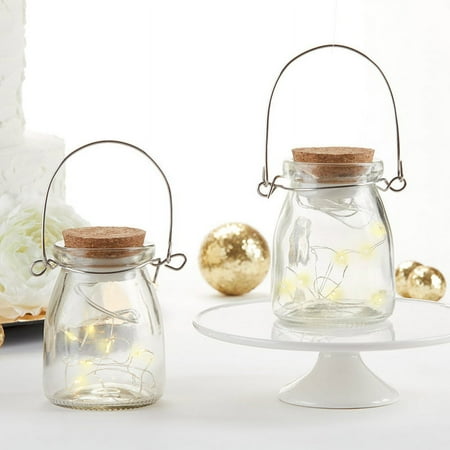 Kate Aspen Hanging Clear Jar with Fairy Lights (Set of 4)