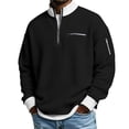 thumbnail image 2 of Domuza 2026 Mens Quarter Zip Pullover 1/4 Zip Casual Mock Neck Golf Sweatshirts Collared Textured Shirts with Pockets Black L, 2 of 9