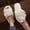 White, variant on JUSLIO Slippers for Women, Indoor House Slippers Open Toe Slides Slip On Fuzzy Plush Flat Sole Non Slip Slippers Army Green