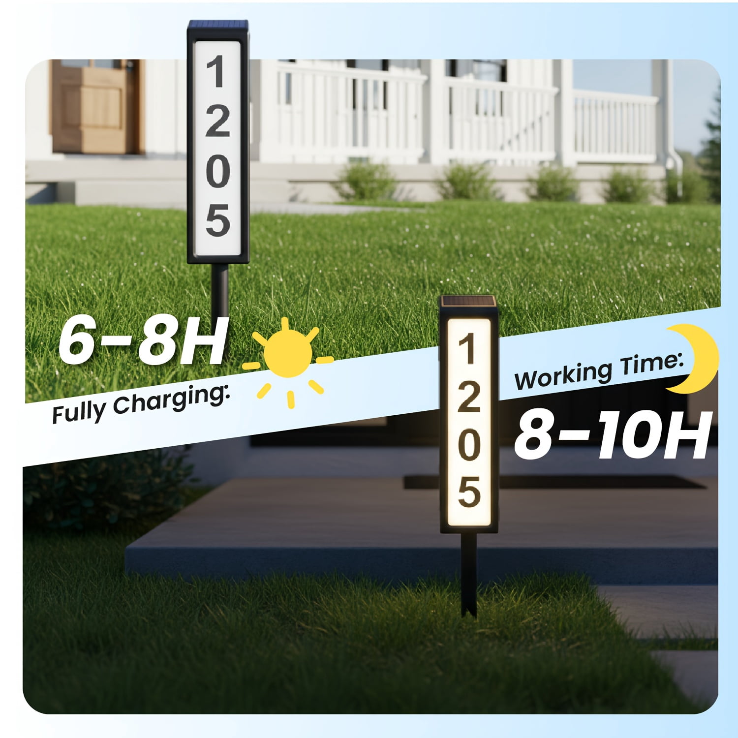 Solar Address Sign, House Numbers for Outside, Lighted Address Plaque Outdoor Waterproof, Illuminated LED Address Number