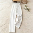 thumbnail image 7 of POROPL Linen Pants Women Wide Leg Drawstring Pleated Cotton Blend Casual Loose Pants with Pockets, 7 of 7