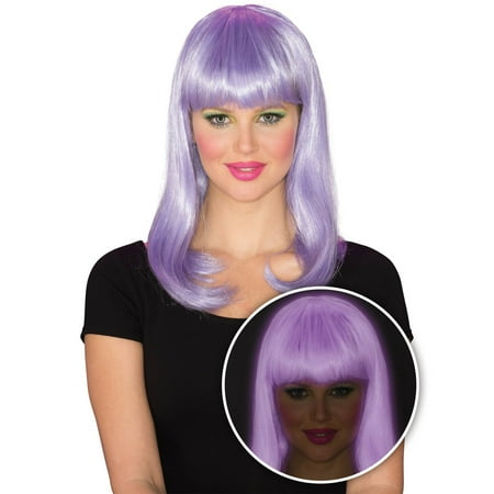 Womens Purple Glow Babe Halloween Costume Accessory Wig