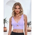 thumbnail image 2 of Women's Tankini Swimsuit Cropped Long Bikini Top Twist Knot Padded Adjustable Swim Top Resort Wear Only, 2 of 9