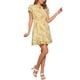 thumbnail image 2 of Vestido de gasa floral con volantes y cuello en V, sin mangas, con lazo, por encima de la rodilla, corte A, XL, amarillo claro, 2 of 6