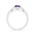 thumbnail image 2 of ANGARA Natural 0.45 Ct. Amethyst with Diamond Halo Ring in Sterling Silver for Women (Ring Size: 3), 2 of 10