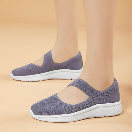 

Mackneog Womens Shoes Solid Color Casual Shoes Woven Hollow Breathable Flat Slip On Casual Sport Shoes Gift on Clearance