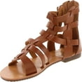 thumbnail image 2 of De Blossom Xara-4 Vegan Leather Casual High Strappy Gladiator Flat Sandal, 2 of 4