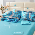 thumbnail image 5 of PERFEMET 6-Piece Teal Bedding Comforter Set Full Size Marble Teal Blue & Gold Modern Bed in a Bag with Comforter Sheets for Women Men, 5 of 9