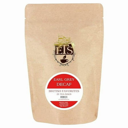 English Tea Store - Earl Grey Tea | CO2 Decaffeinated | Natural Bergamot Flavor | Medium Antioxidant | Full-Bodied Black Tea | 25 Teabags Pouch | Chemical-Free Caffeine Removal | Hot or Iced