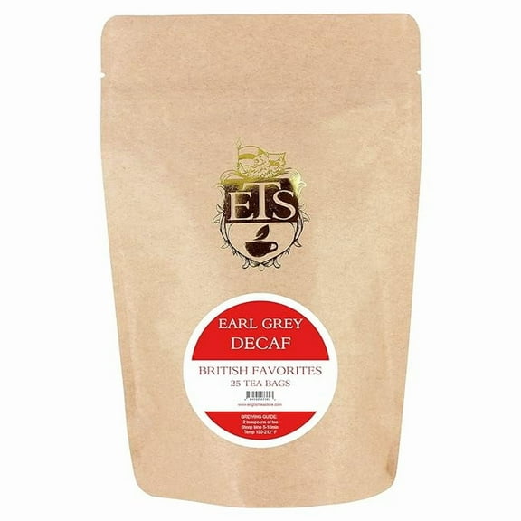 English Tea Store - Earl Grey Tea | CO2 Decaffeinated | Natural Bergamot Flavor | Medium Antioxidant | Full-Bodied Black Tea | 25 Teabags Pouch | Chemical-Free Caffeine Removal | Hot or Iced
