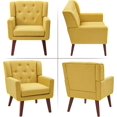 thumbnail image 5 of Accent Reading Chair Button-Tufted Upholstered Comfy Mid Century Modern Chair with Linen Fabric Lounge Arm Chairs for Living Room Bedroom (Yellow), 5 of 14