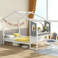 thumbnail image 2 of Gymax Full Size Kids House Bed w/ Study Desk & Removable Box Drawers Hanging Hooks, 2 of 10