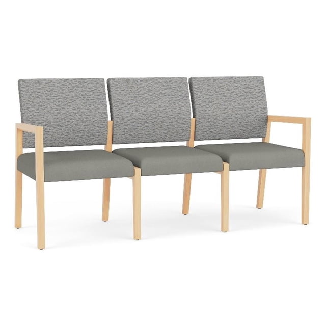 Pemberly Row Waiting Reception 3 Seat Tandem Seating No Center Arms in Gray