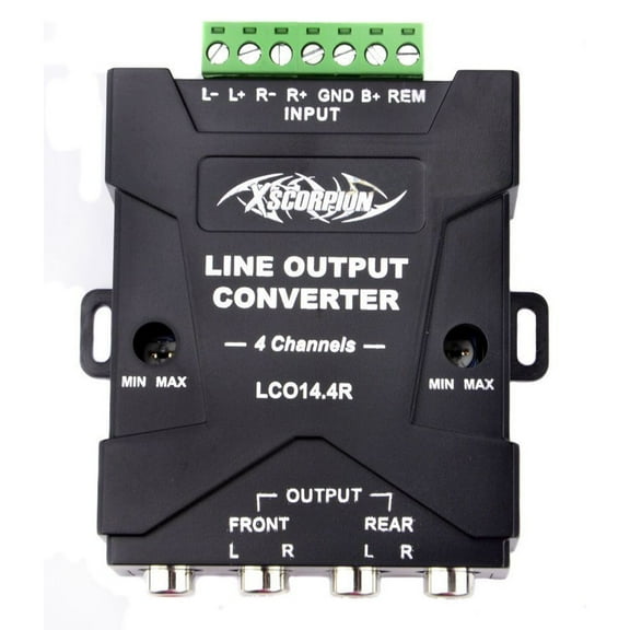 Xscorpion Pro Universal 2 Speaker to 4 RCA Line Output Signal Converter LC014.4R In Out Hi Low