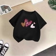 thumbnail image 2 of Landzoo Toddler Kids Boys Girls Shirts Leopard Love Heart Print Short Sleeve Crew Neck T-Shirt Summer Loose Fit Girls Tops Size 3-4 Years Black, 2 of 4